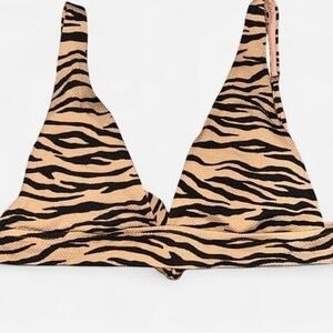 Aerie Zebra Print Bikini Top - Black and Tan
